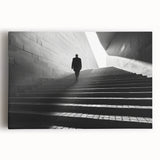 Black and white photograph on stretched canvas depicting a modern architectural tunnel, ideal for kitchen wall art.