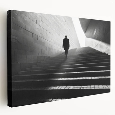 Large stretched canvas featuring a tunnel architecture design in monochrome shades, suitable for kitchen wall art.