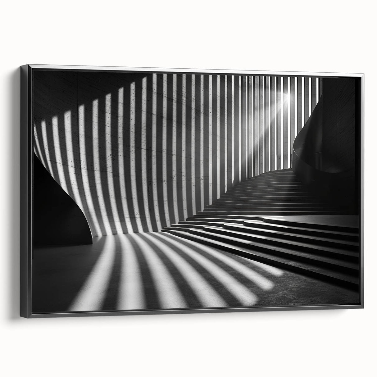 Black and white framed canvas featuring a vintage tunnel architecture design, ideal for bedroom wall decor.