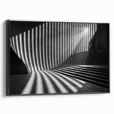 Black and white framed canvas featuring a vintage tunnel architecture design, ideal for bedroom wall decor.