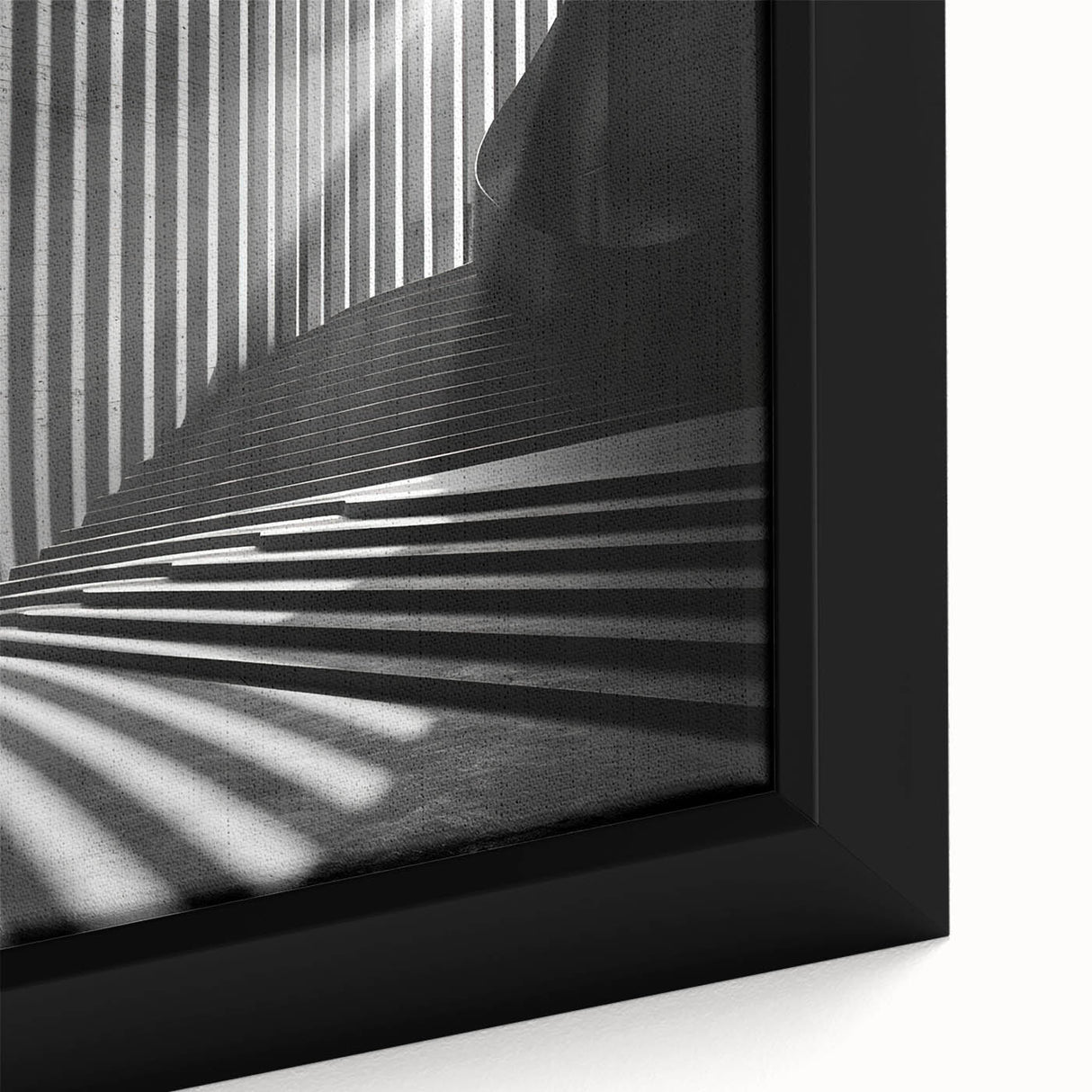 Extra large framed canvas featuring a black textured tunnel design with colorful accents, ideal for living room decor.