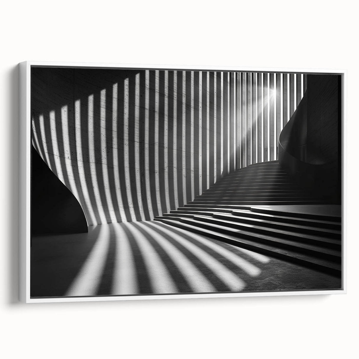 Vintage poster art of colorful abstract tunnels on a large framed canvas, ideal for living room decor.
