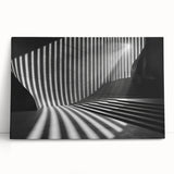 Black and white photo of architectural tunnels on stretched canvas, ideal for kitchen wall art or bedroom.