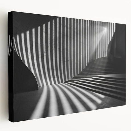 Large stretched canvas featuring a detailed architectural tunnel design in monochrome tones, suitable for kitchen wall art.