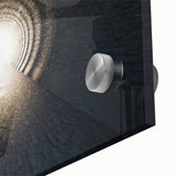 Large abstract wall art on acrylic, featuring geometric shapes in muted earth tones, ideal for dining room ambiance.