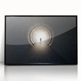 Large abstract wall art featuring a black and white tunnel design on a framed acrylic, ideal for modern art wall decor.
