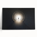 Black and white photo of architectural tunnels on stretched canvas, ideal for kitchen wall art or bedroom ambiance.