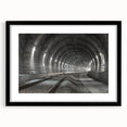 Extra large abstract art print featuring colorful, textured tunnel designs, framed in black, suitable for living room decor.
