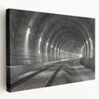 Architectural tunnel design in monochrome on a large stretched canvas, suitable for kitchen wall art.