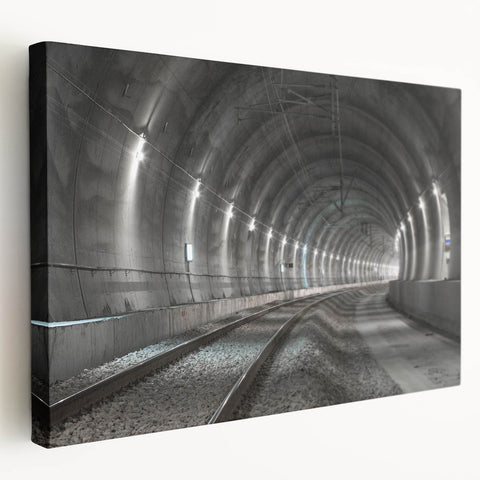 Architectural tunnel design in monochrome on a large stretched canvas, suitable for kitchen wall art.