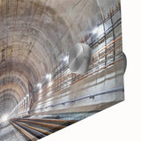 Large abstract wall art on acrylic glass featuring mid-century modernist designs in muted earth tones.