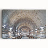 Black and white photograph of architectural tunnels on a large stretched canvas, ideal for kitchen wall art.