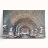 Black and white photograph of architectural tunnels on stretched canvas, ideal for kitchen wall art or bedroom.