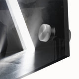 Large abstract wall art in mid-century modernist style on acrylic glass, featuring geometric shapes in muted tones.