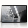 Large abstract wall art featuring a mid-century modernist tunnel design in black and white tones, acrylic print.