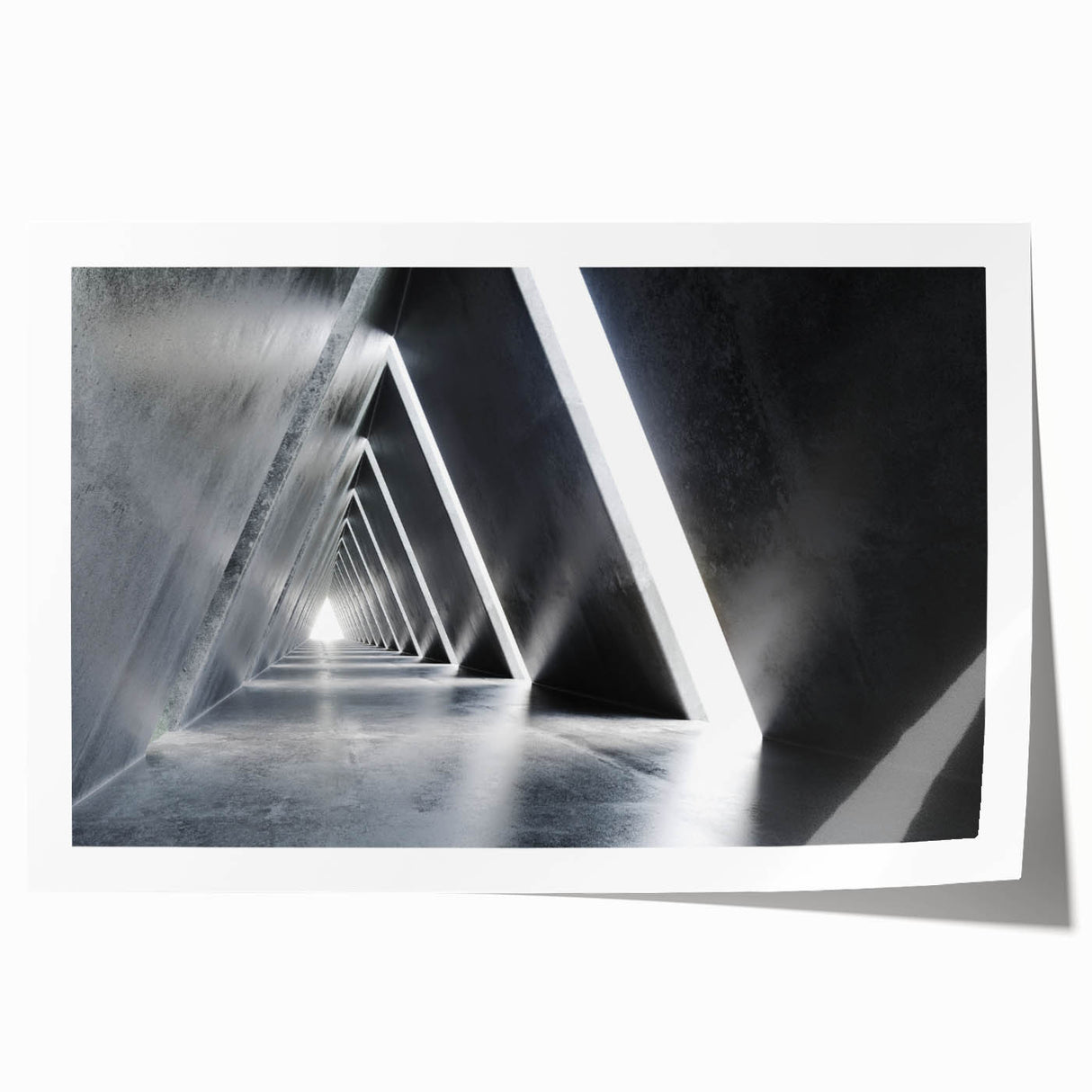 Rolled print of a tunnel architecture design in monochrome, suitable as extra large wall art for dining rooms.