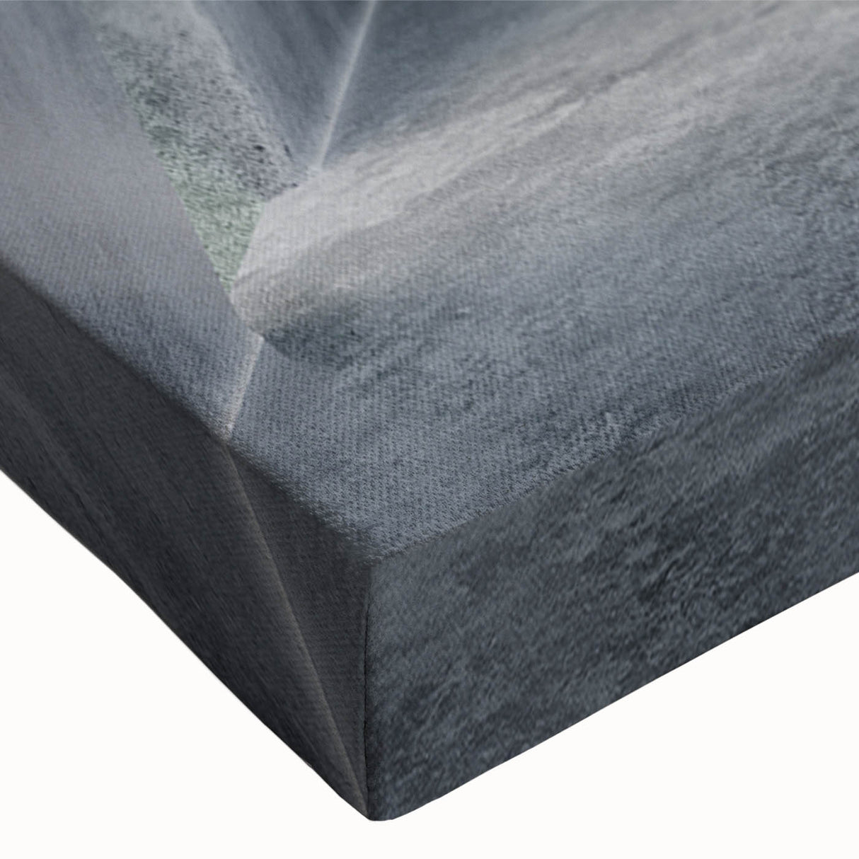 Large art featuring a black and white landscape painting of architectural tunnels on stretched canvas.