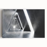 Black and white photo of architectural tunnels on stretched canvas, ideal for kitchen wall art.