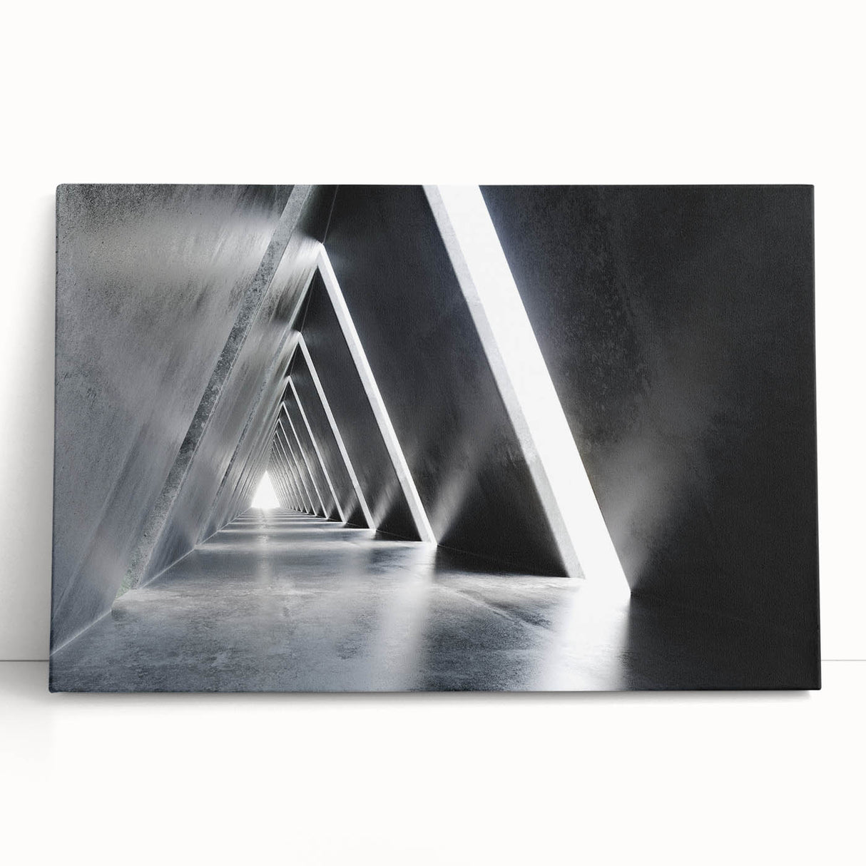 Black and white photo of architectural tunnels on stretched canvas, ideal for kitchen wall art or bedroom ambiance.