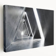 Abstract tunnel design in gray and white tones on a large stretched canvas, suitable for kitchen wall art.