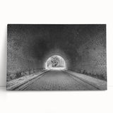 Black and white photograph of architectural tunnels on stretched canvas, suitable as large kitchen wall art or bedroom decor.