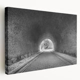 Architectural tunnel design in muted gray tones on a large stretched canvas, suitable for kitchen wall art.