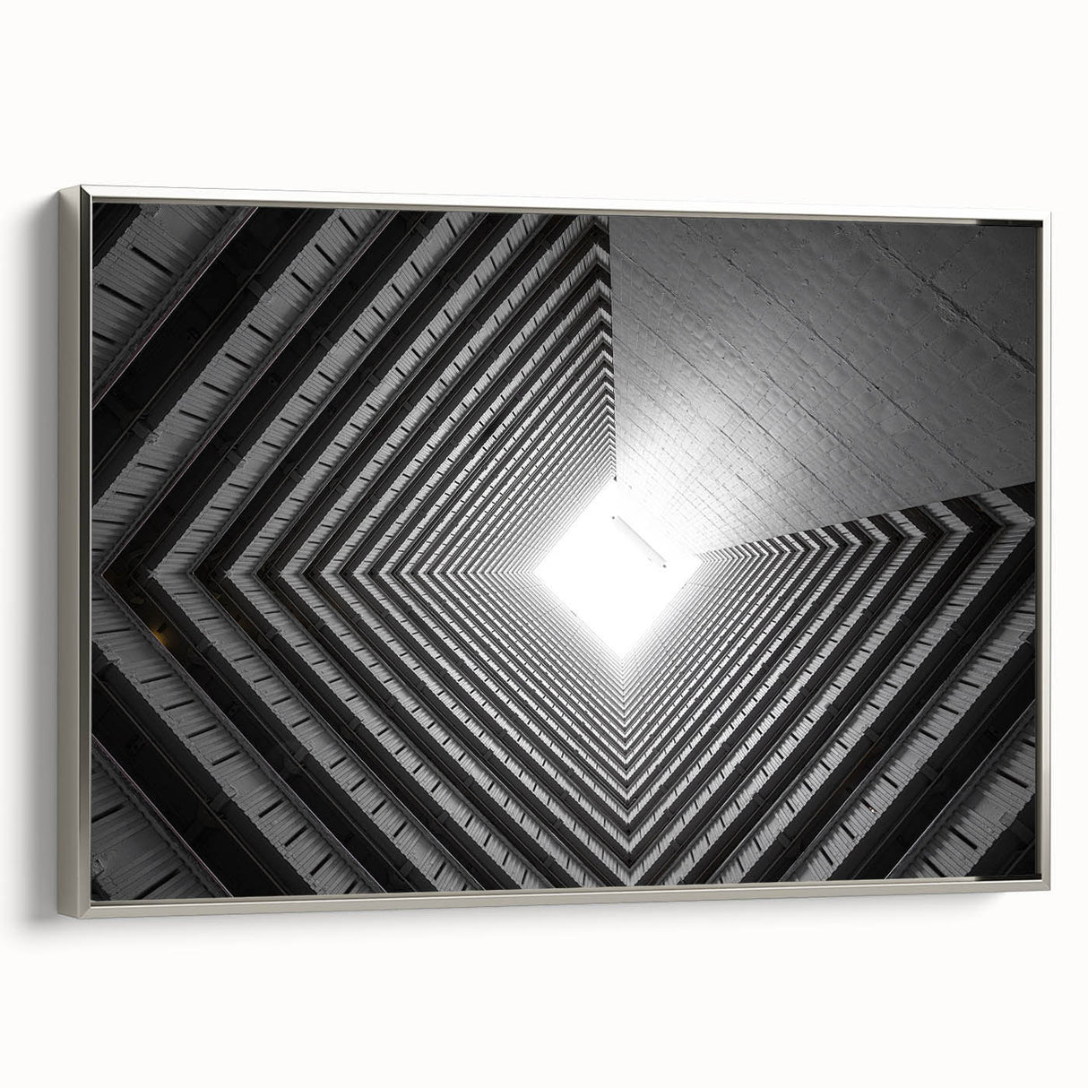 Framed canvas of a monochrome landscape painting with a vintage tunnel design, ideal for office decor.