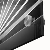 Mid-century modernist large abstract wall art on acrylic glass, featuring geometric shapes in muted earth tones.