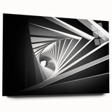 Large abstract wall art on acrylic glass depicting a tunnel in neutral gray tones, suitable for bedroom or dining room decor.