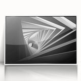 Art deco poster featuring geometric shapes and soft pastel colors on a framed acrylic, suitable for nursery wall art.