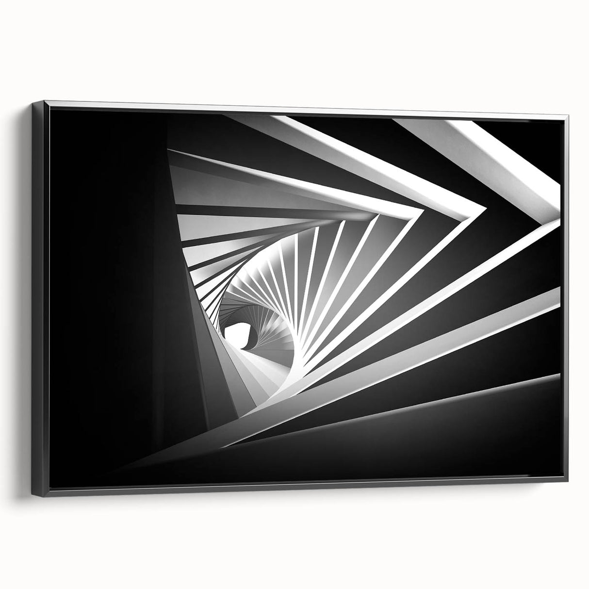 Black and white framed canvas of a tunnel architecture in vintage poster style, suitable for bedroom wall decor.