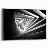 Black and white framed canvas of a tunnel architecture in vintage poster style, suitable for bedroom wall decor.