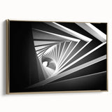 Framed canvas featuring a black and gold vintage tunnel design, suitable for bedroom wall art.