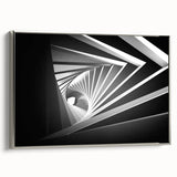 Framed canvas landscape art painting depicting a tunnel in muted black and gray tones, ideal for office decor.