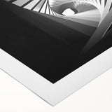 Art deco poster featuring a geometric tunnel design in monochrome shades on rolled canvas, suitable for dining room decor.