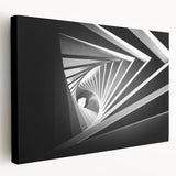 Modern architecture tunnel design in monochrome shades on stretched canvas, suitable for kitchen wall art.