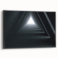 Black and white framed canvas of a tunnel architecture, in a vintage poster style, ideal for bedroom wall decor.