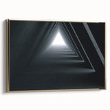 Framed canvas of a vintage black and gold tunnel design, ideal for bedroom wall art.