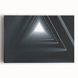 Black and white photo of architectural tunnels on stretched canvas, suited for kitchen art.