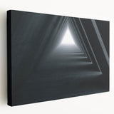 Architectural tunnel design printed on a large stretched canvas in monochrome tones, suitable for kitchen wall art.