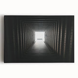Black and white photograph of architectural tunnels on a large stretched canvas, suitable for kitchen art.