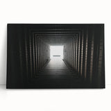 Black and white photograph of architectural tunnels on a stretched canvas, ideal for kitchen wall art or bedroom.