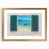 Textured abstract art print featuring geometric shapes in gold and white, framed in gold, ideal for bedroom art.