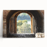 Large black and white photo of architectural windows on stretched canvas, suitable for kitchen wall art or bedroom ambiance.