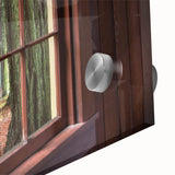 Mid-century modernist large abstract wall art on acrylic glass, featuring geometric shapes in muted earth tones.