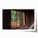 Extra large rolled print of a floral art window design in muted gray and blue tones, ideal for dining room wall art.