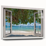 Abstract window design in muted gray and blue tones on acrylic glass, suitable for modern bedroom or dining room decor.