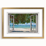 Textured abstract art print in gold frame, featuring soft beige and white tones, suited for bedroom ambiance.