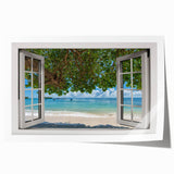 Extra large rolled print featuring a floral design on an architectural window, in muted tones.