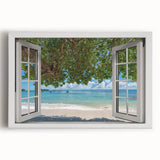 Black and white photo of an architectural window design on stretched canvas, ideal for kitchen wall art.